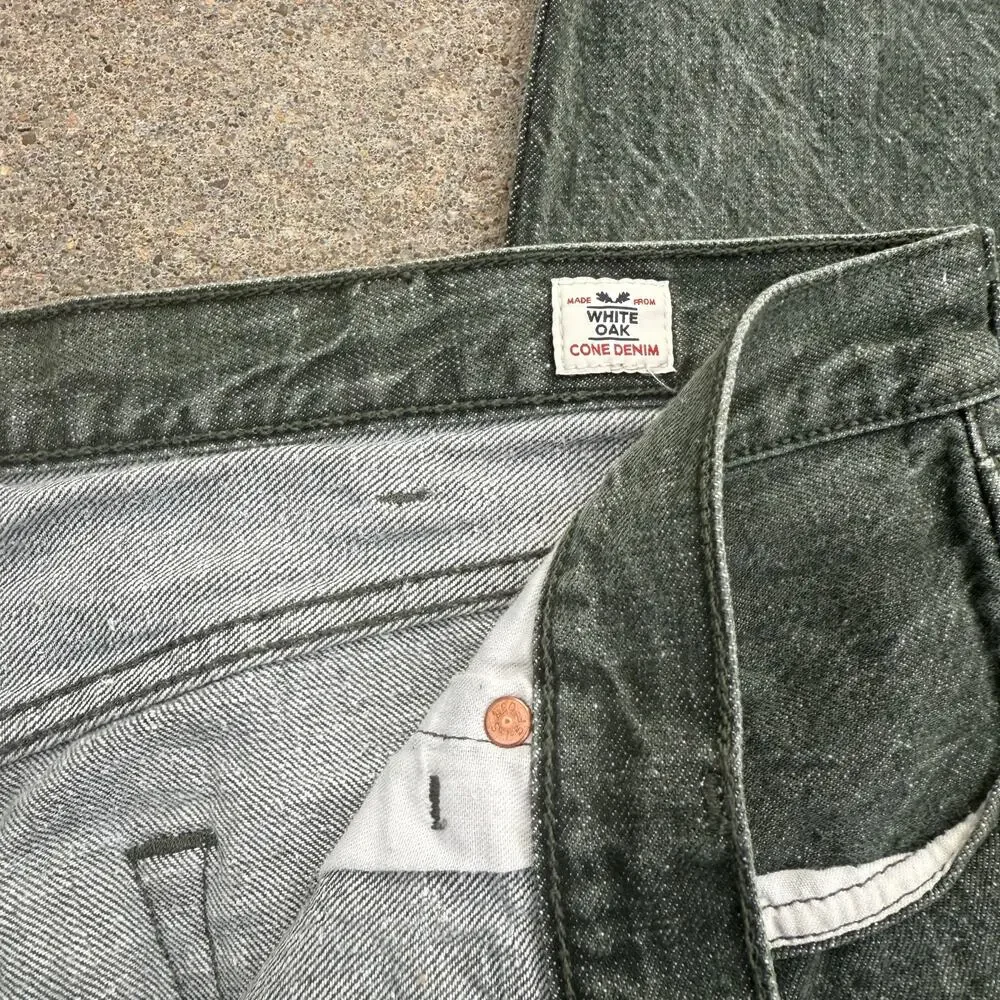 Levi's 501 Button Fly Straight Leg Gray Green White Oak Cone Denim 42x30
